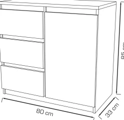 Komoda nowoczesna z szufladami 80 cm MONTEGO biała