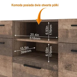 Komoda NUKA C 155 cm dąb grange stojąca