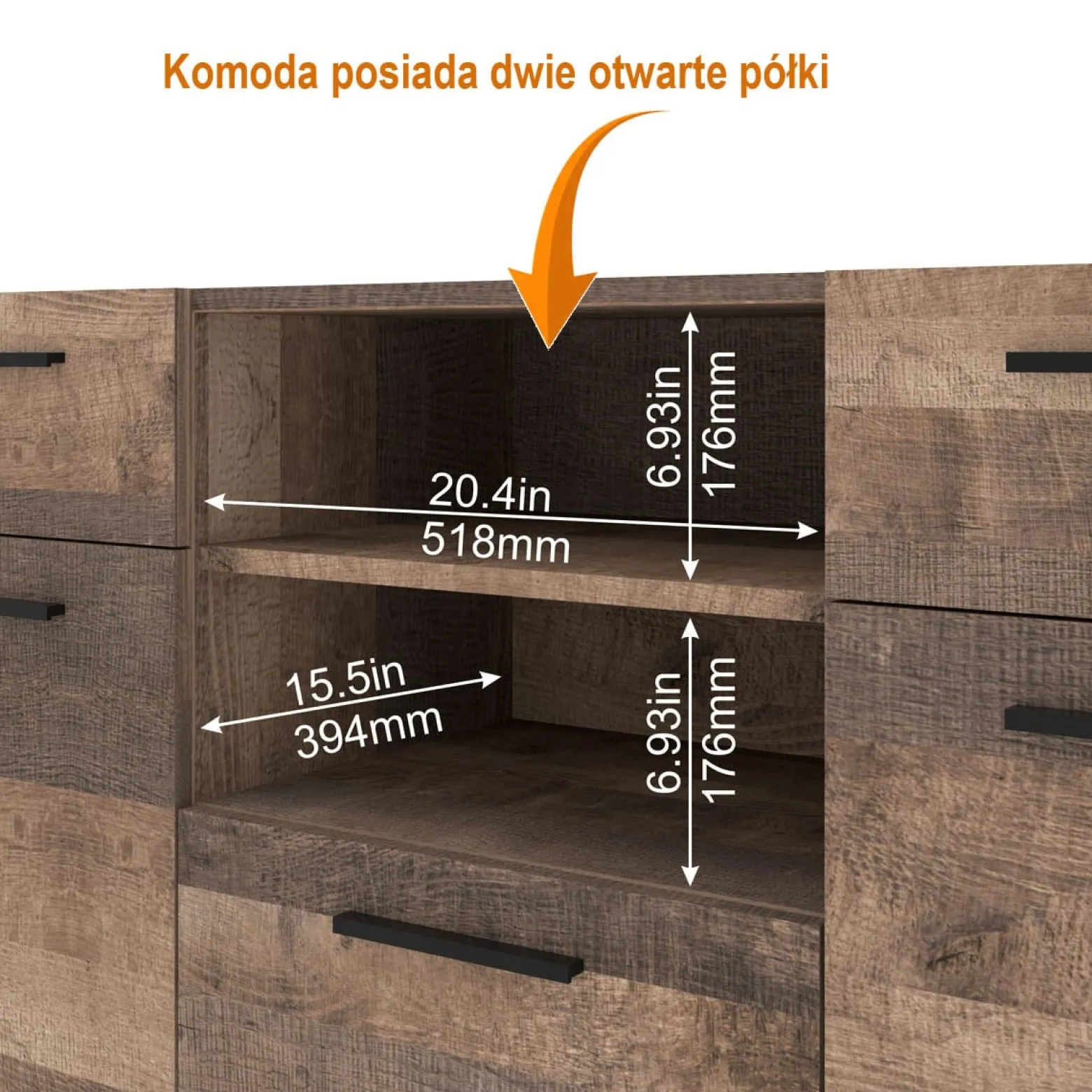 Komoda NUKA C 155 cm dąb grange stojąca