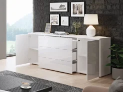 Komoda PARMA 150 cm, biały/biały połysk