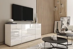 Komoda PARMA 150 cm, biały/biały połysk