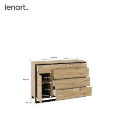 Komoda QUANT jednodrzwiowa z szufladami i oświetleniem LED dąb artisan