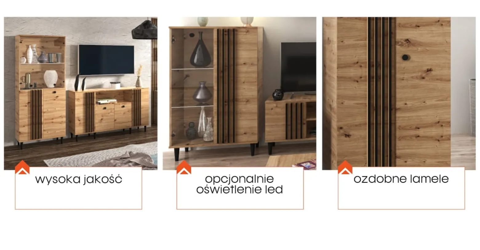 Komoda średnia z lamelami LINEA 120 cm