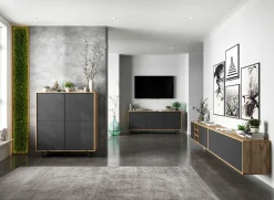Komoda RTV Loft Industrialny szafka RTV Dąb wotan grafit MAT
