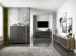 Komoda RTV Loft Industrialny szafka RTV Dąb wotan grafit MAT