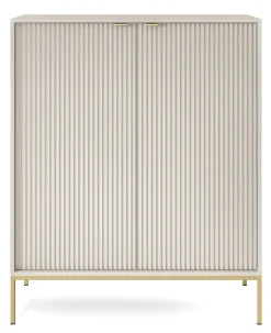 Komoda ryflowana do salonu NEW K104 - kaszmirowa + st. złoty