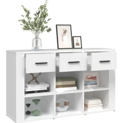 Komoda Szafka Stolik Półki do Salonu Pokoju Biała 100x30x59.5 cm