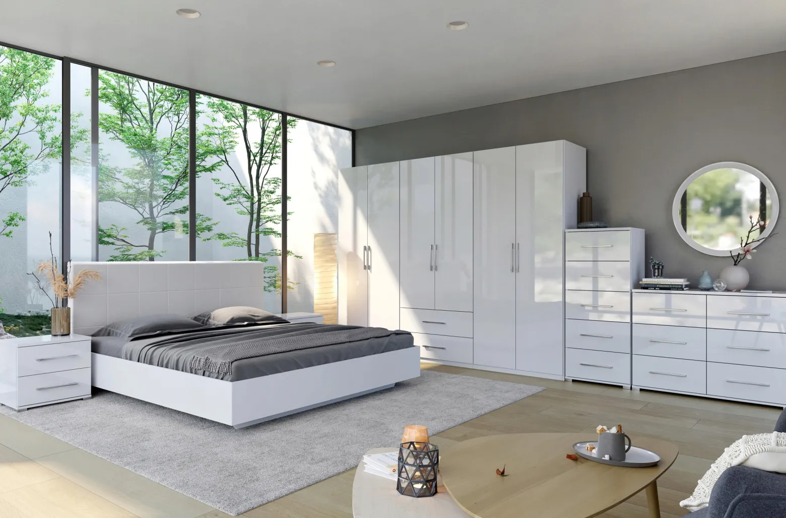 Komoda 6 szuflad Biała Sypialnia Salon na Połysk