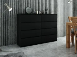 Komoda 8 szuflad 100 cm Czarna
