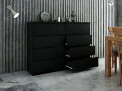 Komoda 8 szuflad 100 cm Czarna