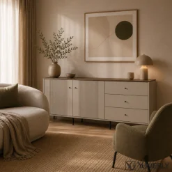 Komoda TIRAMISU KOM2D3S - Kaszmir/Dąb antyczny | 183,4x75,2x40 cm