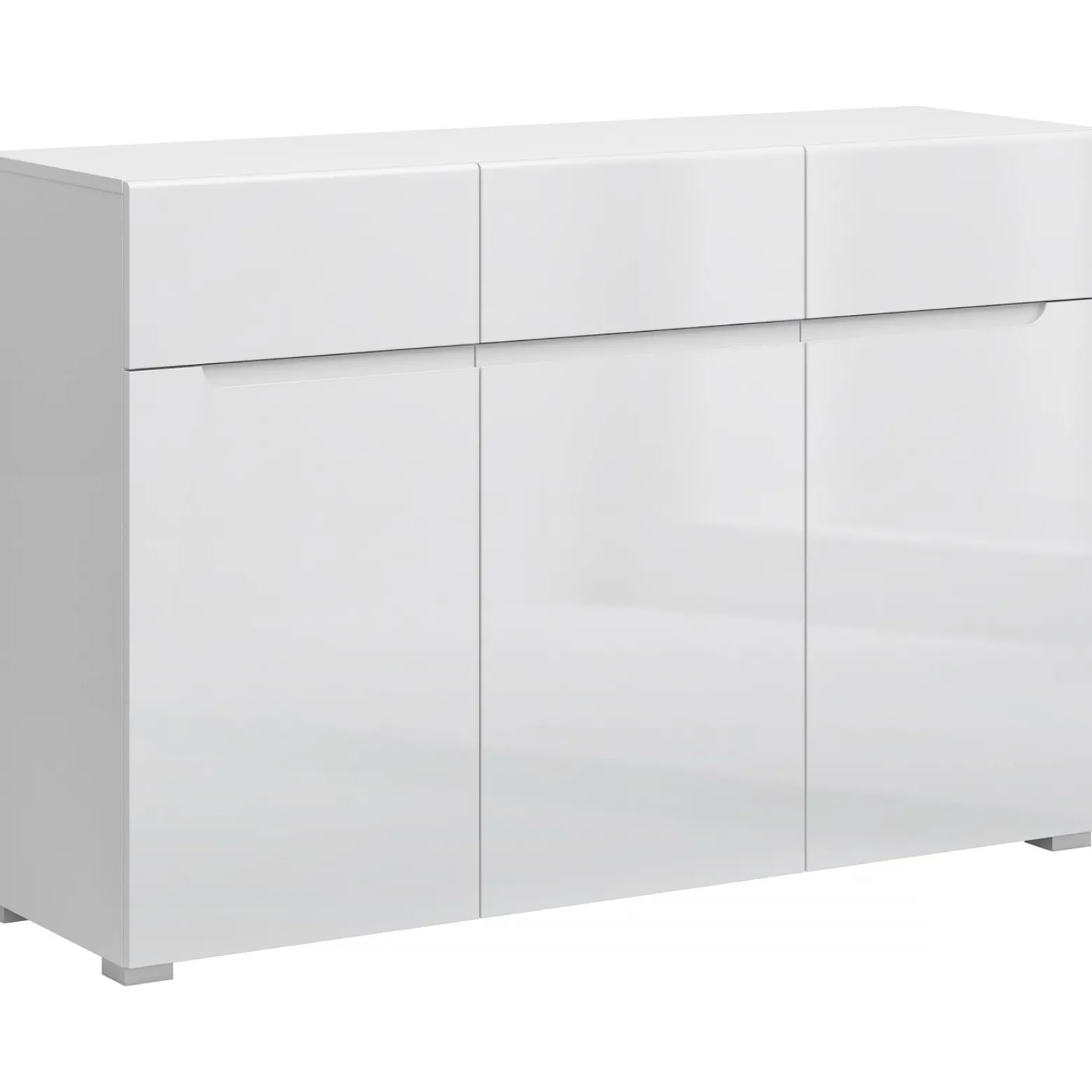 Komoda Trzydrzwiowa z Szufladami do Salonu MIST 135 cm Biały