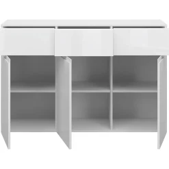 Komoda Trzydrzwiowa z Szufladami do Salonu MIST 135 cm Biały