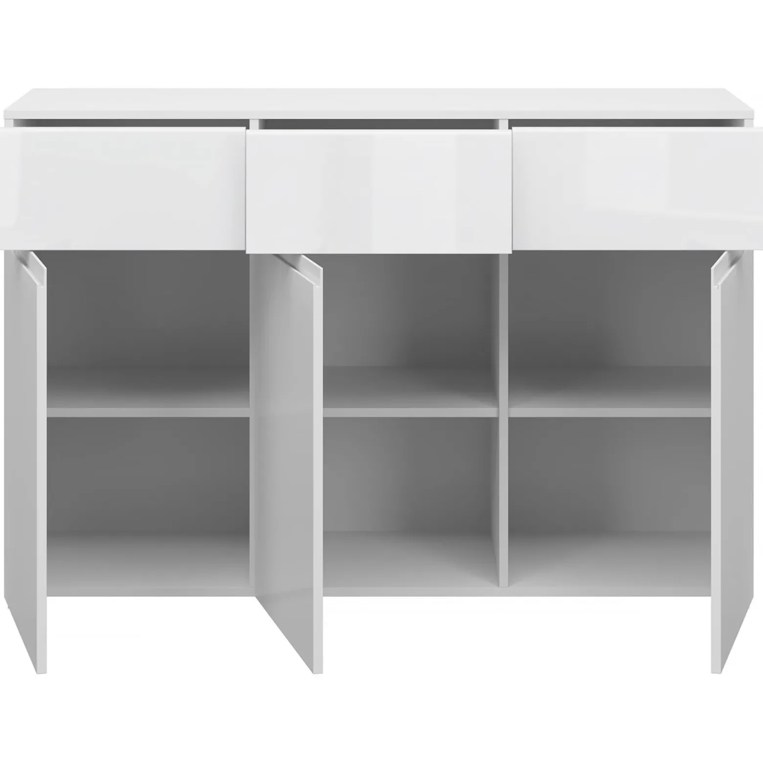 Komoda Trzydrzwiowa z Szufladami do Salonu MIST 135 cm Biały