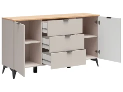 Komoda Velton 150 cm z 2 drzwiami i 3 szufladami kaszmir/dąb artisan