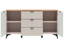 Komoda Velton 150 cm z 2 drzwiami i 3 szufladami kaszmir/dąb artisan