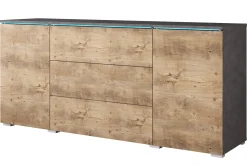 Komoda VEVE 150 cm, matera / kastanien breslau z LED