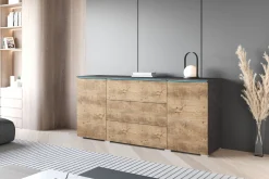 Komoda VEVE 150 cm, matera / kastanien breslau z LED