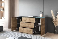 Komoda VEVE 150 cm, matera / kastanien breslau z LED