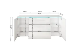 Komoda VEVE 150 cm, matera / kastanien breslau z LED