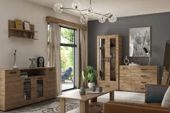 Komoda wysoka 80 cm do salonu FIORA dąb artisan