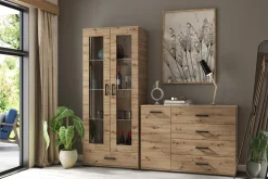 Komoda wysoka 80 cm do salonu FIORA dąb artisan