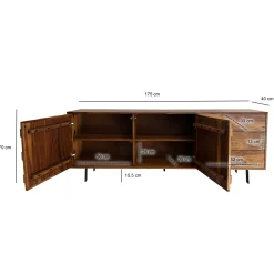 Komoda z Drewna Sheesham 175 cm Szafka z Drzwiami i Szufladami Loft