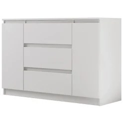 Komoda z 3 Szufladami i 2 Szafkami Biała 120CM