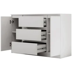 Komoda z 3 Szufladami i 2 Szafkami Biała 120CM