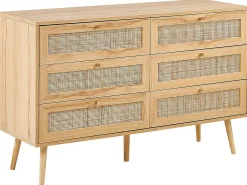 Komoda z 6 szufladami rattan plecionka boho