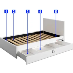 Łóżko młodzieżowe 80x200 Basic Toni, Beżowy, Szuflada