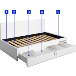 Łóżko młodzieżowe 80x200 Comfort Luka, Musztardowy, Szuflada