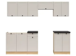 Komplet kuchenny Junona Line 240 cm dąb bernstein/uni kaszmir z blatem