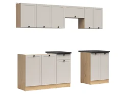 Komplet kuchenny Junona Line 240 cm dąb bernstein/uni kaszmir z blatem