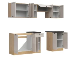 Komplet kuchenny Junona Line 240 cm dąb bernstein/uni kaszmir z blatem