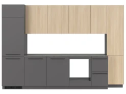 Komplet kuchenny Milino Medium B 332 cm z blatem antracyt/dąb barbera piaskowy