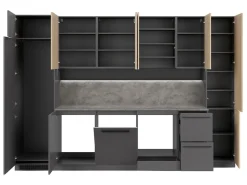 Komplet kuchenny Milino Medium B 332 cm z blatem antracyt/dąb barbera piaskowy