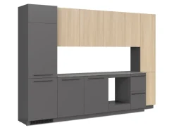 Komplet kuchenny Milino Medium B 332 cm z blatem antracyt/dąb barbera piaskowy