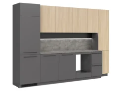 Komplet kuchenny Milino Medium B 332 cm z blatem antracyt/dąb barbera piaskowy