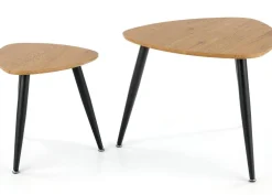 Komplet 2 stolików Nicea Dąb 60x60x49 40x40x41 cm do salonu