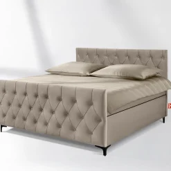 KONSIMO ARDEA welurowe łóżko dwuosobowe 160x200, z pikowanym zagłówkiem