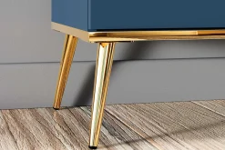 KONSIMO ARICIA Duża komoda 160 cm granatowa ze złotymi elementami elegancka