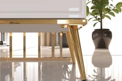 KONSIMO ISORIA Elegancka komoda 120 cm biały połysk, złote elementy glamour