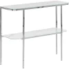 Konsola stolik 100x33cm blat marmur biały srebrny