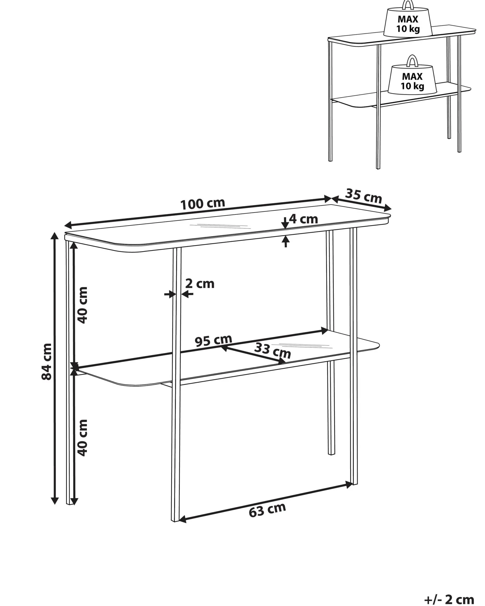 Konsola stolik 100x33cm blat marmur biały srebrny