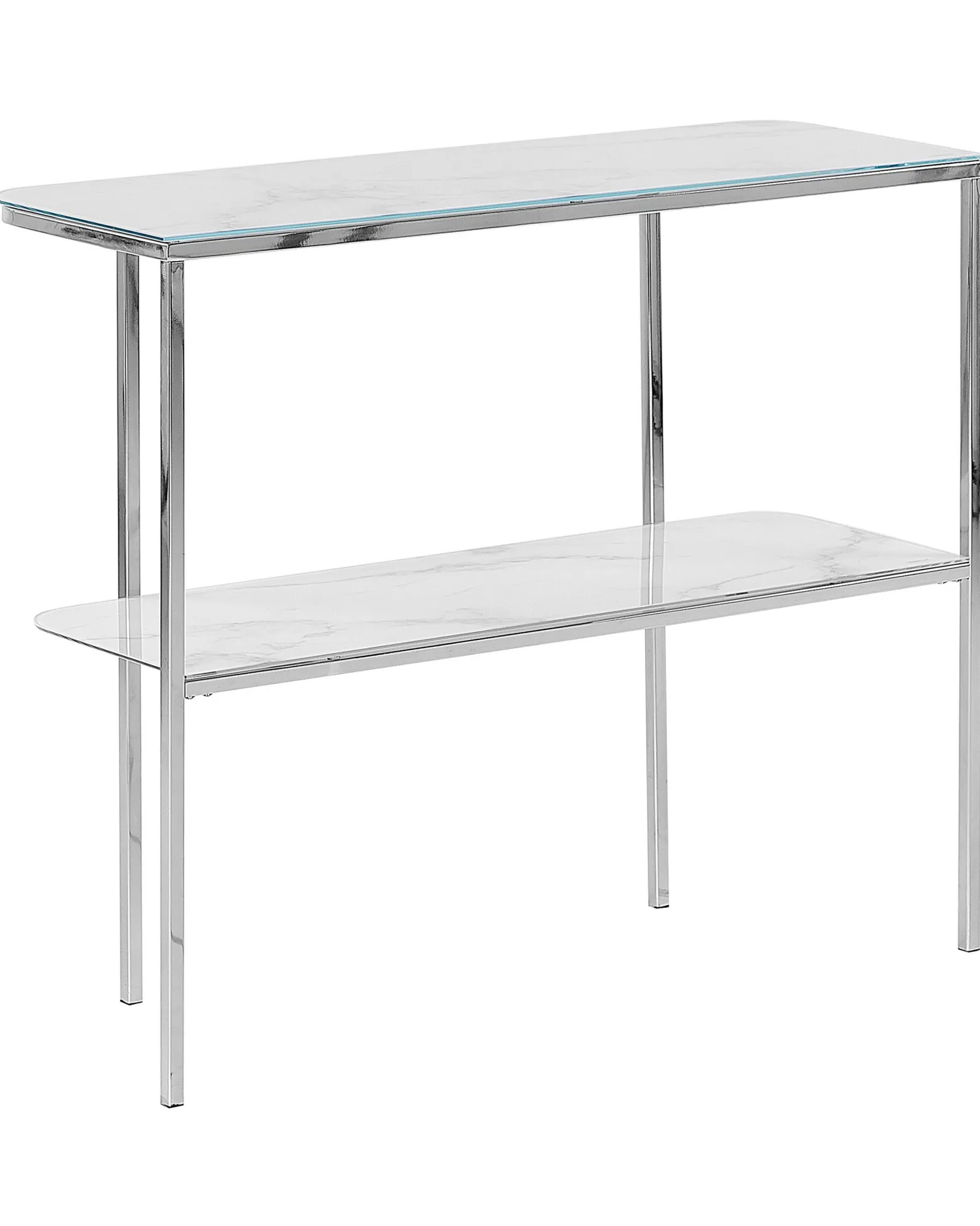 Konsola stolik 100x33cm blat marmur biały srebrny