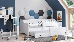 Łóżko podwójne ERYK z barierką 160x80 uchwyt czarny