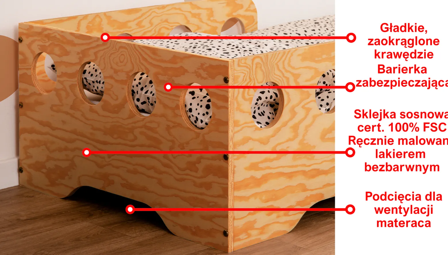 Łóżko pojedyncze drewniane TILA 6C Lakier - SMARTWOOD®