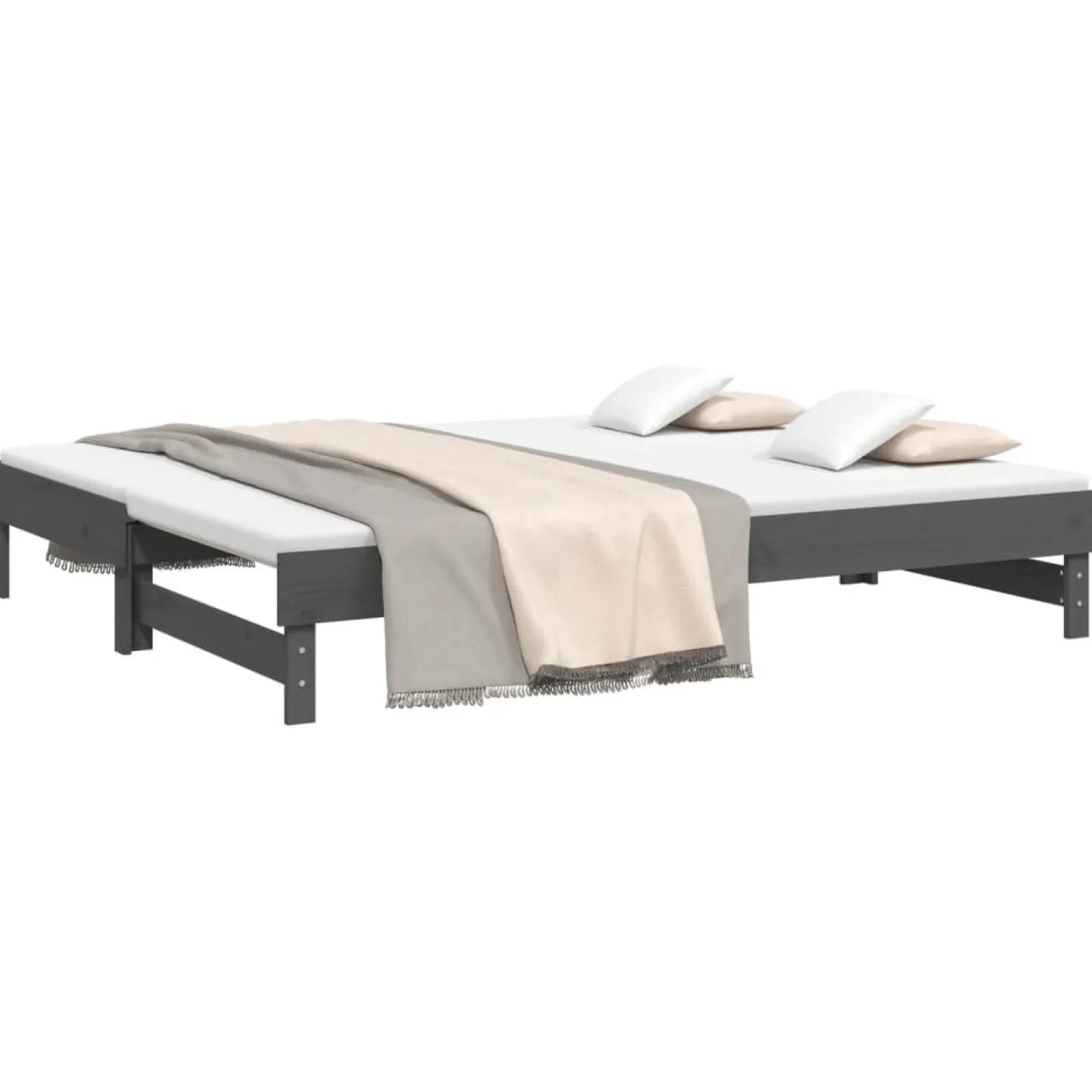Łóżko rozsuwane szare 2x(90x200) cm lite drewno sosnowe