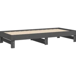 Łóżko rozsuwane szare 2x(90x200) cm lite drewno sosnowe
